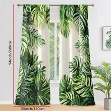 Bộ 2 rèm, nhiều màu sắc, họa tiết lá nhiệt đới xanh và Monstera, phong cách thực vật sống động, rèm in họa tiết, vải 100% polyester, kiểu treo thanh, không lót, định lượng 90gsm, rộng 180cm, lý tưởng cho phòng ngủ, phòng khách và không gian theo chủ đề ven biển. - Nhiều màu - Xem 13