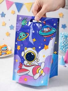 25个太空宇航员自立袋，太空主题礼品袋，印有宇航员和外星人图案，带拉链和提手，生日派对礼品包装袋，婚礼装饰，婴儿派对装饰，派对回礼，性别揭晓派对用品，自立袋，便捷袋，派对回礼用品 - 太空人 - 查看 9