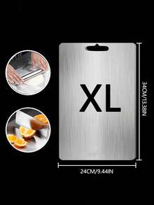 Thớt thép không gỉ chịu lực cao, kích thước 46 x 30cm, thớt hai mặt an toàn với đế chống trượt, thích hợp cho gia đình và nhà hàng, dùng để thái thịt, trái cây, bánh ngọt, pizza, phô mai, rau củ. - Xem 14