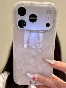 優雅浪漫蕾絲花卉印花亮片透明軟手機殼，適用於 iPhone 17 Pro Max、17 Pro、17、16 Pro Max、16 Pro、16、15 Pro Max、15 Pro、15、14 Pro Max、14 Pro、14、13 Pro Max、13 Pro、13、12 Pro Max、12 Pro、12、11，創意時尚透明亮面防震保護殼 - 蕾絲百合花 - 查看 4