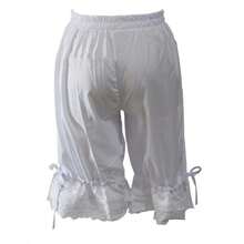 Pantalones bombachos con dobladillo de encaje y lazo, Shorts elásticos de pierna ancha, Estilo Vintage, Color sólido - Negro - Ver 2
