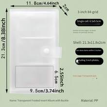 Ini adalah album foto minimalis berukuran 3 inci yang dapat memuat foto berukuran 2,55 x 3,54 inci. Album ini memiliki desain transparan buram dengan 24/84/96/120/240 halaman, sangat cocok untuk menyimpan kartu permainan dan mengabadikan kenangan, serta sesuai untuk penggunaan di rumah dan sekolah. - buku penyimpanan 3 inch - View 2