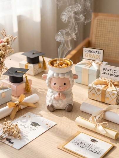 1pc Cute Angel Sheep Aromatherapy Burner, High-Quality Resin Sheep Incense Holder, Adorable Sheep Decor Incense Stand, Home/Office Decor, Suitable For Islamic Eid Al-Adha, Birthday, Graduation Gifts, Great For Ladies And Sheep Lovers