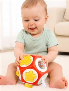 1件蒙特梭利早教多功能12面玩具,適合0-3歲嬰兒,12種玩法,開發認知能力與精細動作技能,理想生日禮物(隨機顏色) - 彩色 - 查看 3