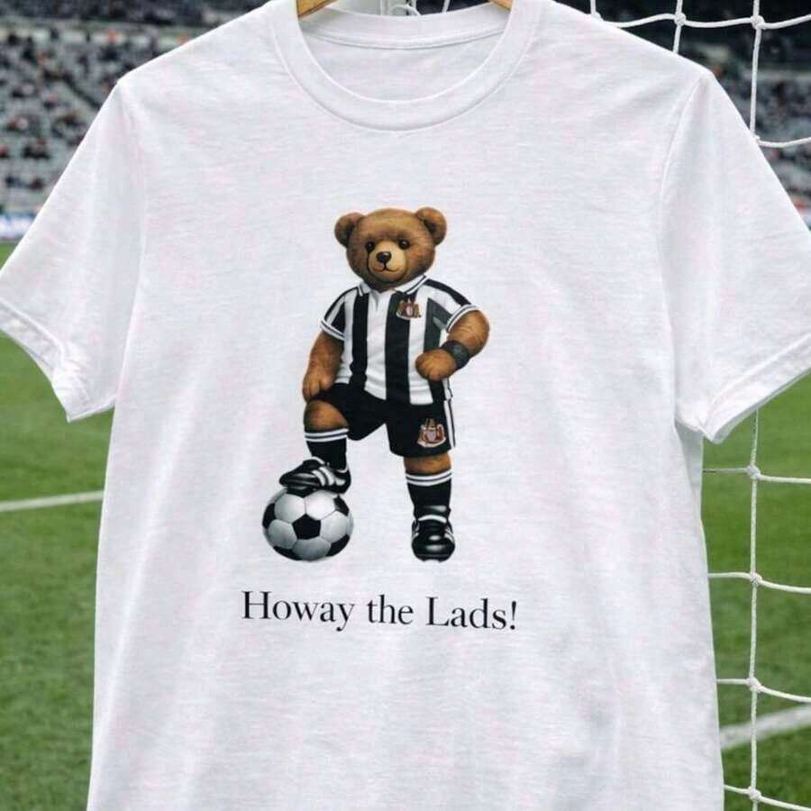Newcastle United  Inspired Bear T-Shirt - Black - View 1