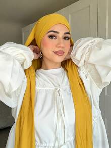 1pc Women's Instant Headscarf Tie-Tie Scarf, Classic Solid Color Wrap-Around Shawl, Premium Modal Fabric Smooth Soft Comfortable, Suitable For Daily Abaya Matching And Holiday Wear,Travel Essential,Beach Towel - Multicolor - View 3