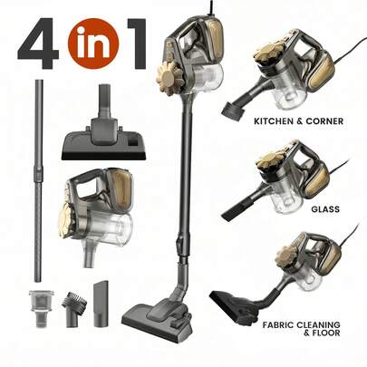 SUPERLEX Cordless Stick Vacuum Cleaner Upright Duster Gold - 600 W 15000 Pa Powerful Suction, 130000 RPM, 2 Suction Power Modes (7000/15000 Pa), Bagless Design, Cyclone System, HEPA Advanced Filtration, Electric Floor Brush With LED Light, 0.9 L One-Click Dust Cup, Ideal For Home/Professional Cleaning And For Hardwood Floors, Carpets, Cars And Pet Hair Cleaning.