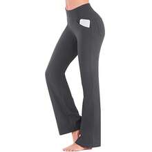 Leggings acampanados, pantalones básicos de Yoga con bolsillos, pantalones cómodos transpirables de cintura alta para mujer, pantalones ajustados acampanados deportivos para gimnasio - Gris - Ver 6