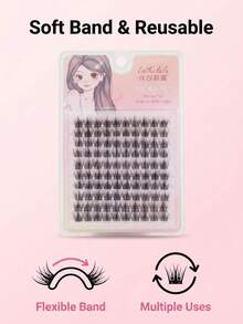 3-In-1 Slouchy Lashes, 100 Clusters D-Curl Wispy Lightweight Changeable Styles, DIY For Party, Gathering, Daily Wear, Soft & Natural Messy Look, Easy To Wear - View 3