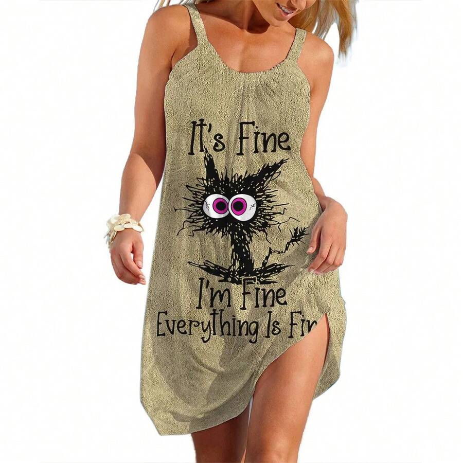 Vestido informal de verano con dibujos animados para mujer, ropa de calle, informal, informal, Y2K - DDQ-PLP09 - Ver 1