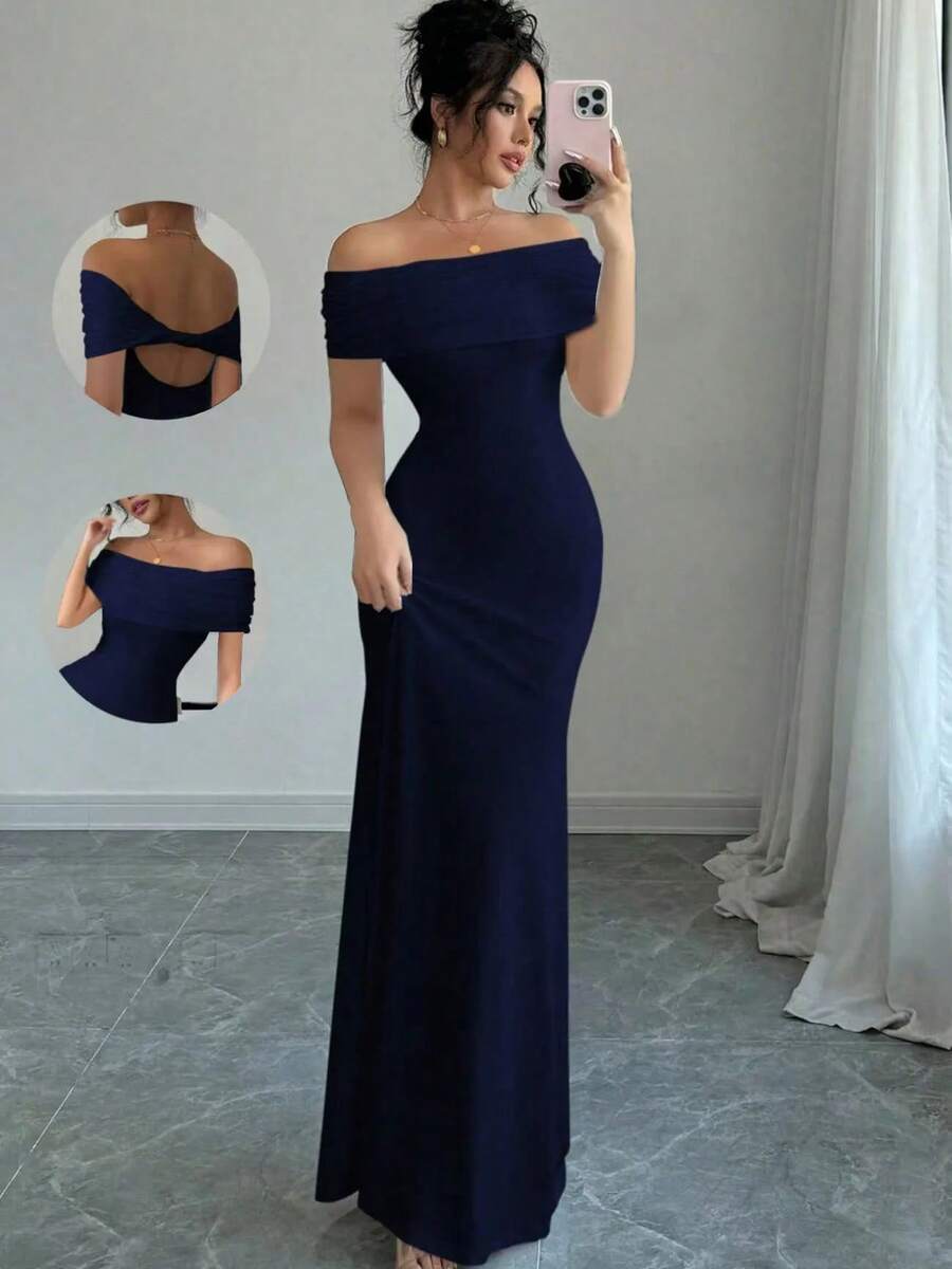 Women Maxi Dresses - 海軍藍 - 查看 1