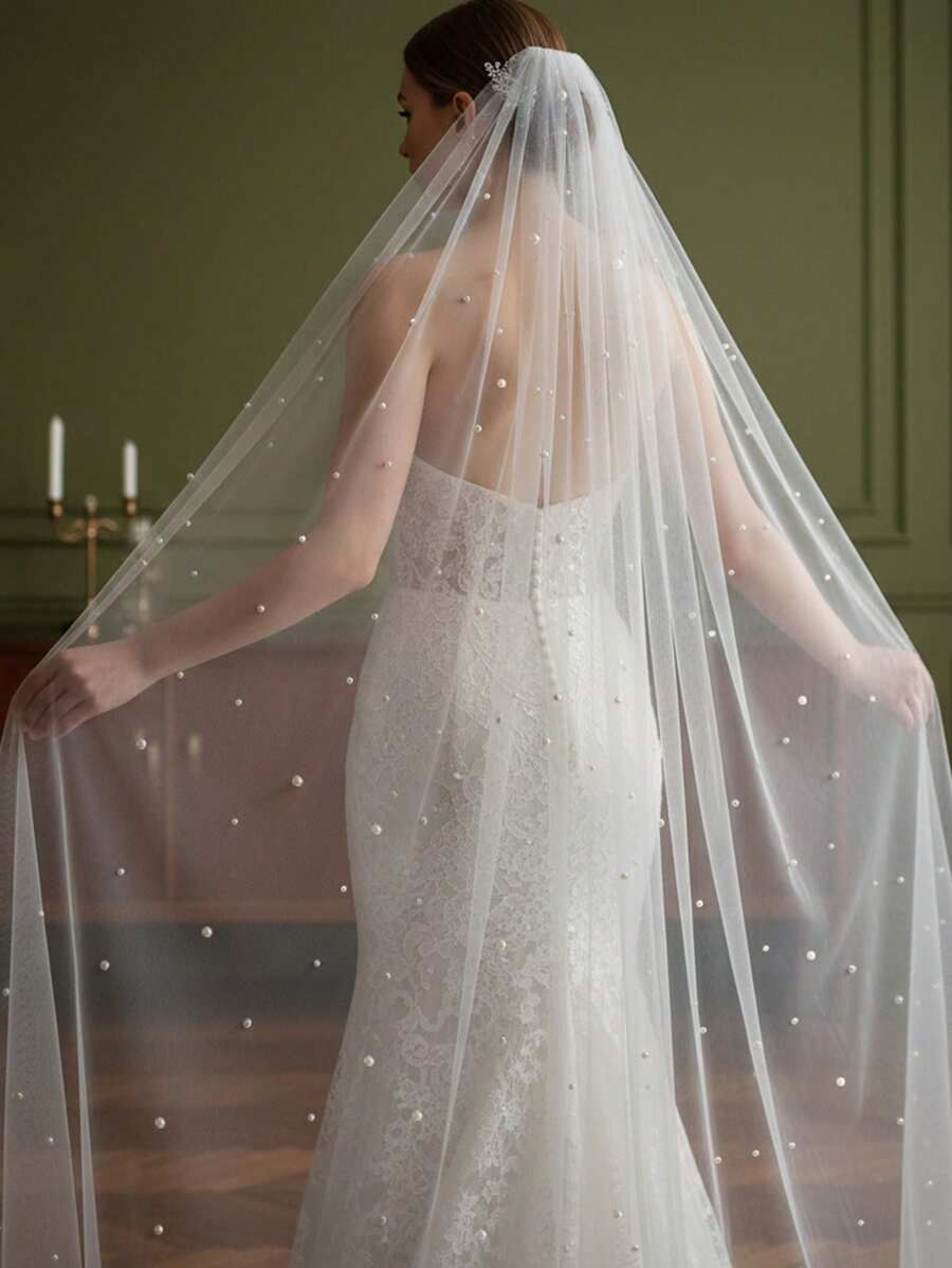 Velo de novia minimalista y elegante con peine para el cabello, velo de boda