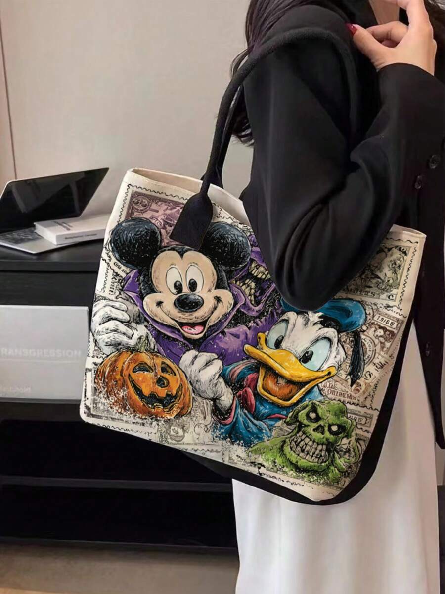 Disney 迪士尼米奇主题单肩包、迪士尼背包、大学单肩包、米奇帆布包、米奇妙妙屋、单肩包、迪士尼米奇单肩包、米奇米妮帆布包、公主风、可爱卡通单肩手提包、大容量轻便多功能手提包、笔记本电脑包、笔记本电脑套、学生手提包、文具收纳包、女孩背包、帆布包、女士背包、文具、包袋 - 多色 - 查看 1
