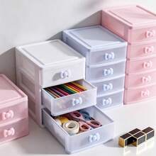 1pc Pink Multi-Layer Cosmetic & Jewelry Storage Box, Multi-Tier Desktop Organizer, Suitable For Student Dorm - Pink - View 5