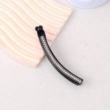 Matte Banana Clip Vertical Rhinestone Hair Clip Luxury Full Diamond Ponytail Updo Hair Accessories - 白鑽金邊 - 查看 9