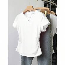 3pcs Women Summer Casual Solid Color Tops, Fashion Minimalist Style, Suitable For Sports, Outdoor, Back To School, Pink, Apricot, Brick Red, Women T-Shirts - 多色-10 - 查看 7