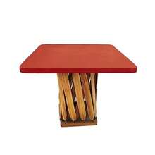 Mesa Equipal Cuadrada Ideal para tu Hogar, Comedor, Sala, Bar, Restaurante, Playa, Jardin de piel%100 por Equipales San Jose - Rojo - Ver 6