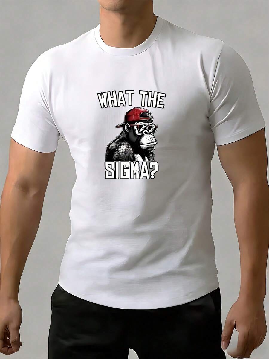 Men's Short-Sleeved T-Shirt With Print And Round Neck Design, Suitable For Everyday Wear In Spring And Summer. - White - View 1