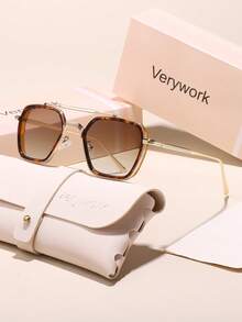 Verywork 1 chiếc gọng vuông, gọng đôi, họa tiết da báo, chất liệu nhựa và kim loại, kiểu dáng vintage mới, cá tính, chất lượng cao, thiết kế thương hiệu thời trang nữ, thích hợp cho kỳ nghỉ hè, lễ hội âm nhạc, đường phố, phụ kiện thời trang, quà tặng cho kỳ nghỉ hè, bãi biển. - Nhiều màu - Xem 12