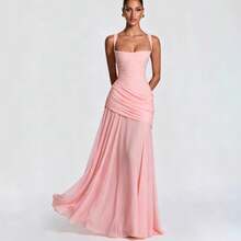 Versatile Elegant Party Dress With Slit And V-Neck, Classy And Noble, Waist-Cinching, Sexy Bodycon Dress - Hồng - Xem 4