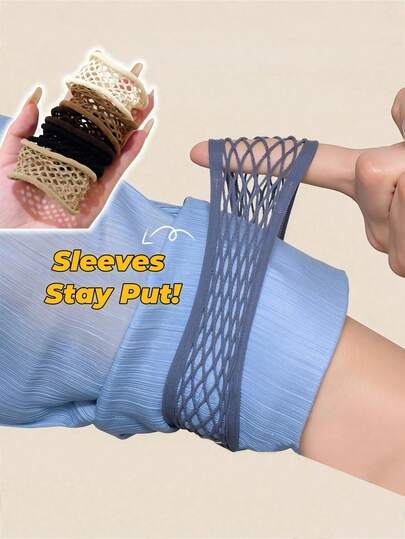 6pcs Adjustable Non-Slip Sleeve Holders Set | Unisex Seamless Shirt Cuff Fasteners | Suitable For Suits, Shirts And Hanfu, Reusable Quick Fix Tool
