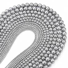 1串 2/3/4/6/8/10mm 約38-180顆 銀色圓形血鐵黑電氣石鑽孔隔珠，手工手鍊項鍊耳環珠寶鞋飾衣飾配件材料，非磁性 - 電鍍白K色 - 查看 5