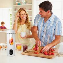 Portable USB-Rechargeable Personal Blender & Juicer, Easy-Clean & Self-Cleaning, Perfect For Milkshakes, Fruit & Vegetable Drinks - White - View 5
