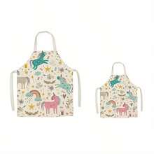 Delantal de poliéster, con estampado de dibujos animados de animales, suave y cómodo de usar, adecuado para cocina, hornear, cocinar, limpiar, decoración de fiestas, delantal de cocina para el hogar, delantal de limpieza y decoración - 55*68cm - Ver 5