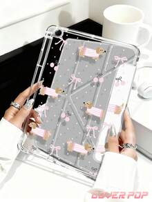 臘腸狗蝴蝶結與櫻桃圖案保護殼，相容 iPad Air 4/5 10.9"、7/8/9 10.2"，內建筆槽，相容 Tab S6 10.4"、Tab A7 Lite 8.7"，返校季、情人節、新年禮物 - 彩色 - 查看 5