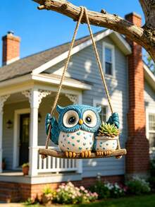 1pc Owl Shaped Planter - Funny Animal Shaped Planter - Waterproof Cute Resin Creative Vase, Suitable For Garden, Home, Workplace, Desktop, Bookshelf - B - View 5