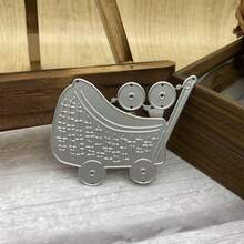 1 pieza Troqueles de corte para hacer tarjetas manualmente, 2 piezas Juego de artesanía de metal con diseño de rueda detallada de carrito, apto para manualidades de papel de cartulina para invitaciones - blanco plateado - Ver 1