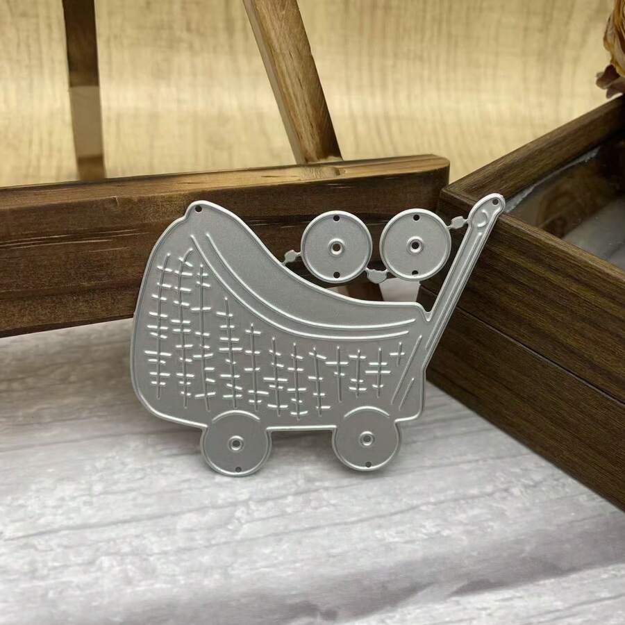 1 pieza Troqueles de corte para hacer tarjetas manualmente, 2 piezas Juego de artesanía de metal con diseño de rueda detallada de carrito, apto para manualidades de papel de cartulina para invitaciones - blanco plateado - Ver 1