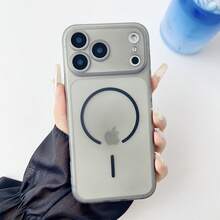 Capa para celular fosca e semitransparente com ímã "Ice Mist", compatível com iPhone 17 Pro Max, 15, 17, 16 Pro, 16, 12, 13, 15 Pro Max, 14, 15, 16 Plus e 17 Air. Design minimalista perfeito para presentes, festas, aniversários e Páscoa - para meninas e meninos. - Preto - Ver 3