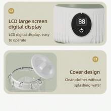 JFBONIN 1L迷你家用電動洗杯機，內衣襪子小型無線充電洗衣機，寵物衣物洗衣機，戶外露營用 - 白色 - 查看 9