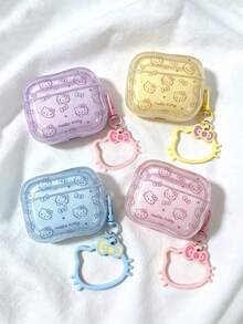 SANRIO Hello Kitty Protective Case Compatible With Airpods, Cute Transparent Protective Cover With Keychain, Shock-Absorbing Soft TPU Protective Case Compatible With Airpods 1/2/3, Pro 1/2/3 - Multicolor - View 1