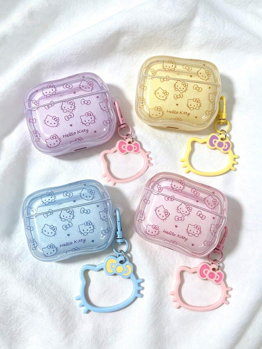 SANRIO Hello Kitty Protective Case Compatible With Airpods, Cute Transparent Protective Cover With Keychain, Shock-Absorbing Soft TPU Protective Case Compatible With Airpods 1/2/3, Pro 1/2/3 - Multicolor - View 1