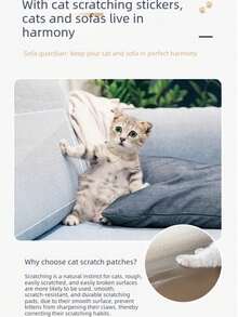 PVC防抓保护膜,猫抓板/垫,透明自粘保护膜,防止猫抓沙发、家具、墙壁、门、皮革、木材,易于使用,适用于室内猫狗 - 多尺寸PVC透明自黏家具防護貼 - 查看 11
