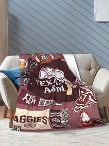 Texas A&M Merch Aggies Throw Blanket Warm Blankets Breathable Air Conditioner Blanket For Car Classic Outdoor Blankets For Picnic For All Season - màu đen - Xem 5