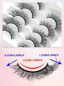 ENCHUW 5 paires de faux cils doux, épais, regard naturel, effet chat, effilés, faux cils moelleux et naturels - Noir - Voir 2