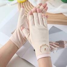 UV-Protective Half-Finger Nail Art Gloves For Women, Thin, Anti-Tanning, Suitable For Driving And Cycling, Non-Slip, Breathable, For Spring And Summer - Pink - View 7