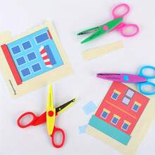 6pcs Colorful Decorative Scissors Set Made Of ABS Resin With Non-Slip Handle, Suitable For Paper Cutting, Scrapbooking, Card Making, DIY Art Design And Party Favors - Multicolor - View 6