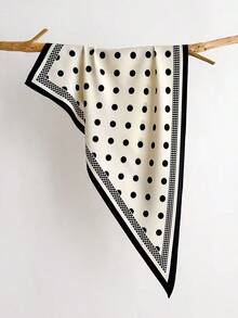 1pc Polka Dot Retro Minimalist Faux Silk Triangular Scarf, Neckerchief, Shawl For Women - Multicolor - View 4