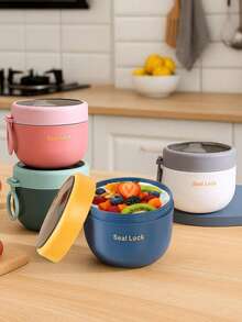 1pc Oatmeal Cups, Portable Yogurt Breakfast Cups With Lid And Spoon, Sealed Salad Cups For Outdoor Camping Travel, Suitable For Yogurt, Fruit, Overnight Oats, Breakfast, Veggies, Snacks And Cereal - Multicolor - View 6