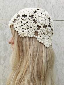 1pc Women's Lightweight Hollow Handmade Crochet Wool Hat, Suitable For Spring, Summer And Autumn Daily Outdoor Wear - No Diamond Version - View 8