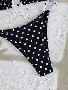 Bộ bikini nữ gợi cảm hở lưng, xẻ cao, kiểu Bohemian, thiết kế đáy quần có thể điều chỉnh, họa tiết chấm bi, chất liệu co giãn, thời trang và thoải mái, phù hợp cho kỳ nghỉ hè, đi biển và các dịp lễ hội. - Nhiều màu - Xem 8