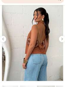 Blusa Feminina Cetim Frente Única Elegância e Sofisticação seda - Caqui - Visão 4