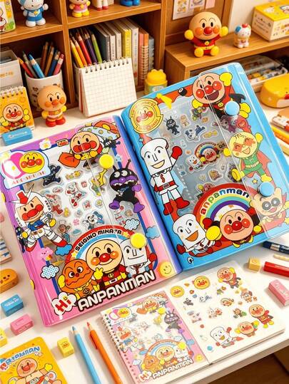 Classeur à anneaux transparents kawaii 6 anneaux, couverture de cahier transparent motif dessin animé mignon avec fermeture à pression, organisateur de papeterie scolaire esthétique pour la rentrée, cadeau parfait pour les adolescentes, les amis et la famille, classeur mignon multicolore pour journal, album photo