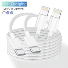 100厘米/3.3英尺编织快充线，高效数据传输快充线，兼容 14 Pro Max/14 Pro/14 Plus/14/13/12/11/XS/XR/8/7/6系列 - 彩色 - 查看 2