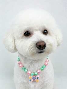 1pc Cute Cat & Dog Beaded Necklace, Retro Gamepad Pendant Necklace, Fashionable Pet Collar Accessory - Multicolor - View 12