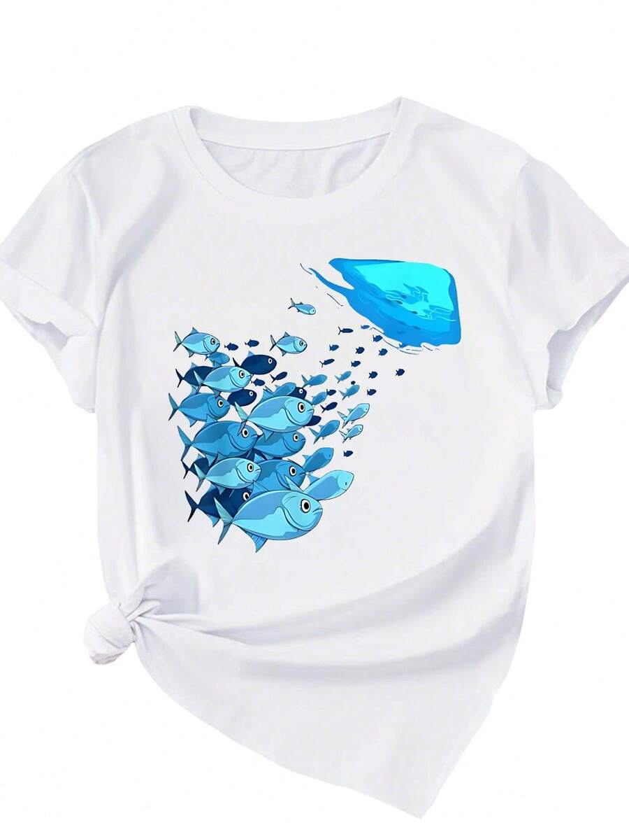 Soft Fish T-Shirt For Women - White - View 1